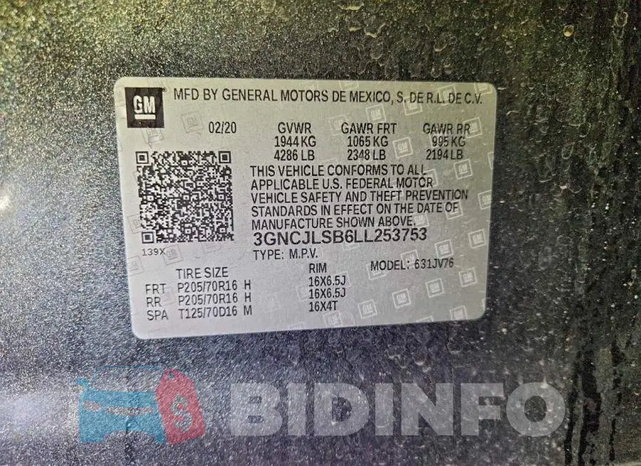 3GNCJLSB6LL253753 Photo# 14
