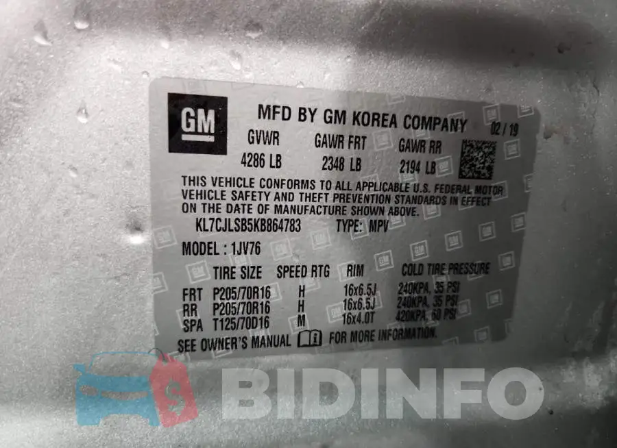 KL7CJLSB5KB864783 Photo# 13