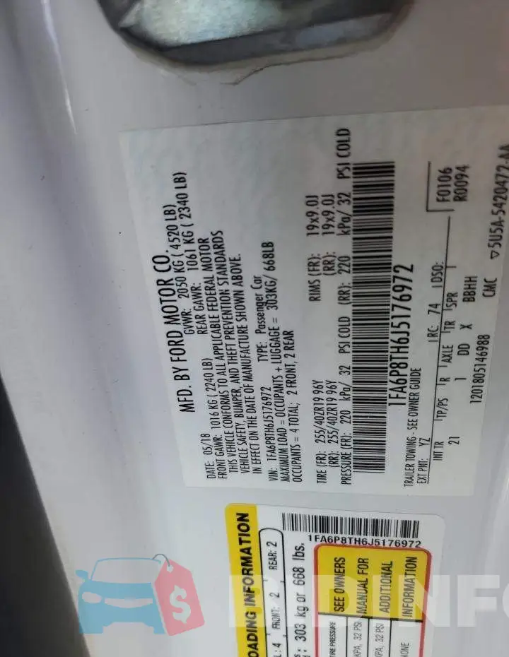 1FA6P8TH6J5176972 Photo# 13