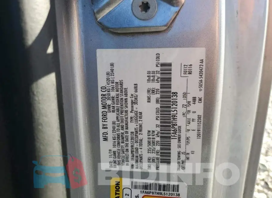 1FA6P8TH9L5120138 Photo# 12