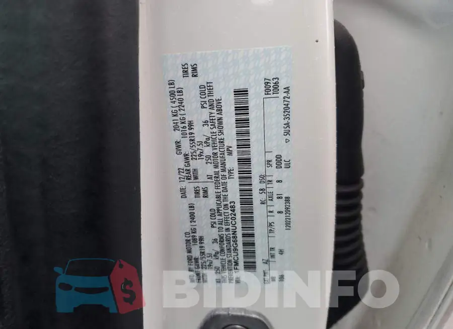 1FMCU9G68NUC02483 Photo# 12