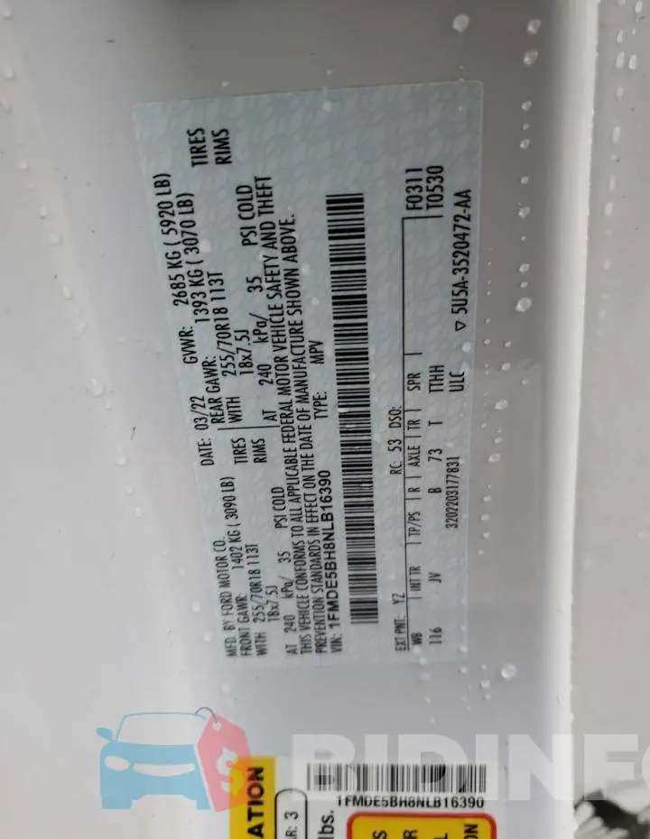 1FMDE5BH8NLB16390 Photo# 13