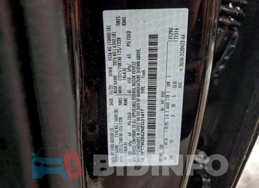1FT7W2B62NEG31417 Photo# 12