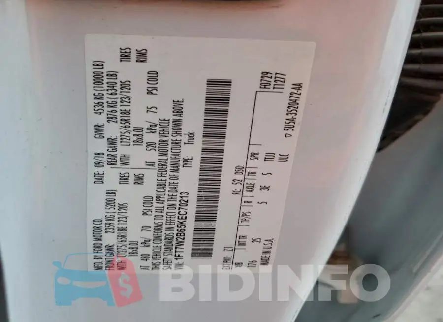 1FT7W2B65KEC70213 Photo# 12