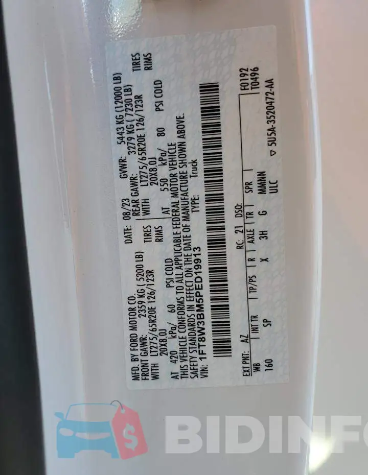 1FT8W3BM5PED19913 Photo# 12
