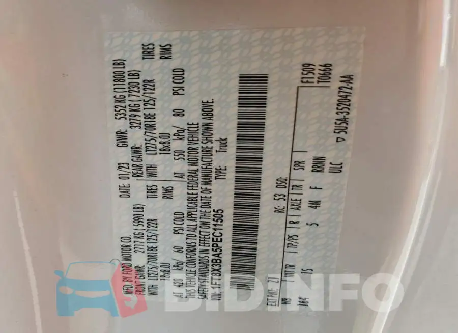 1FT8X3BA5PEC11505 Photo# 12