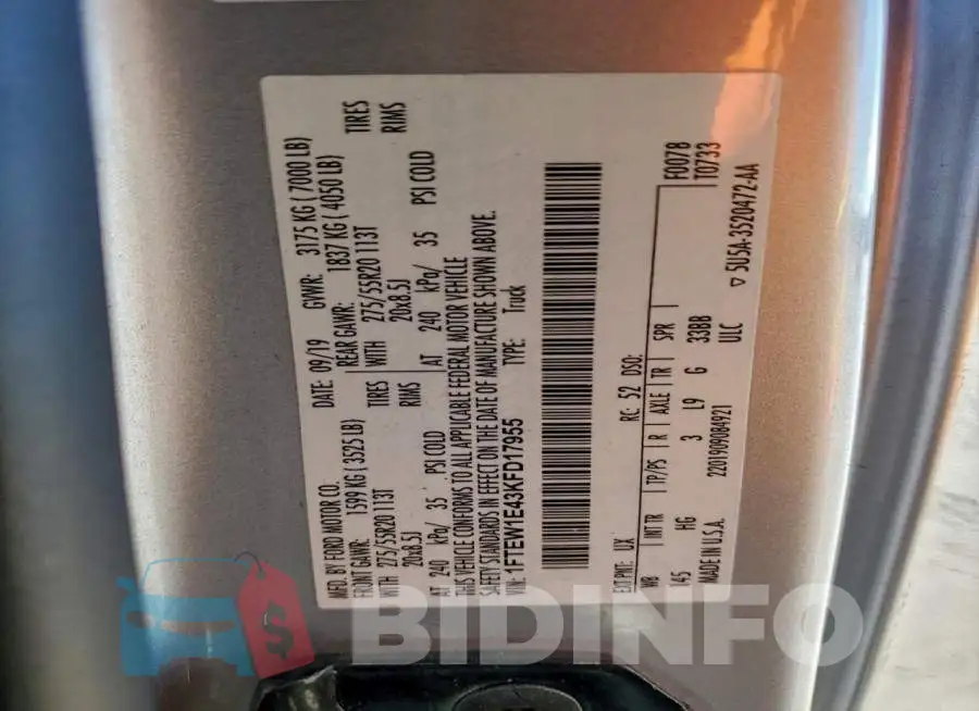 1FTEW1E43KFD17955 Photo# 12