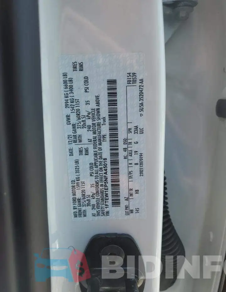 1FTEW1EP5NFA45018 Photo# 12