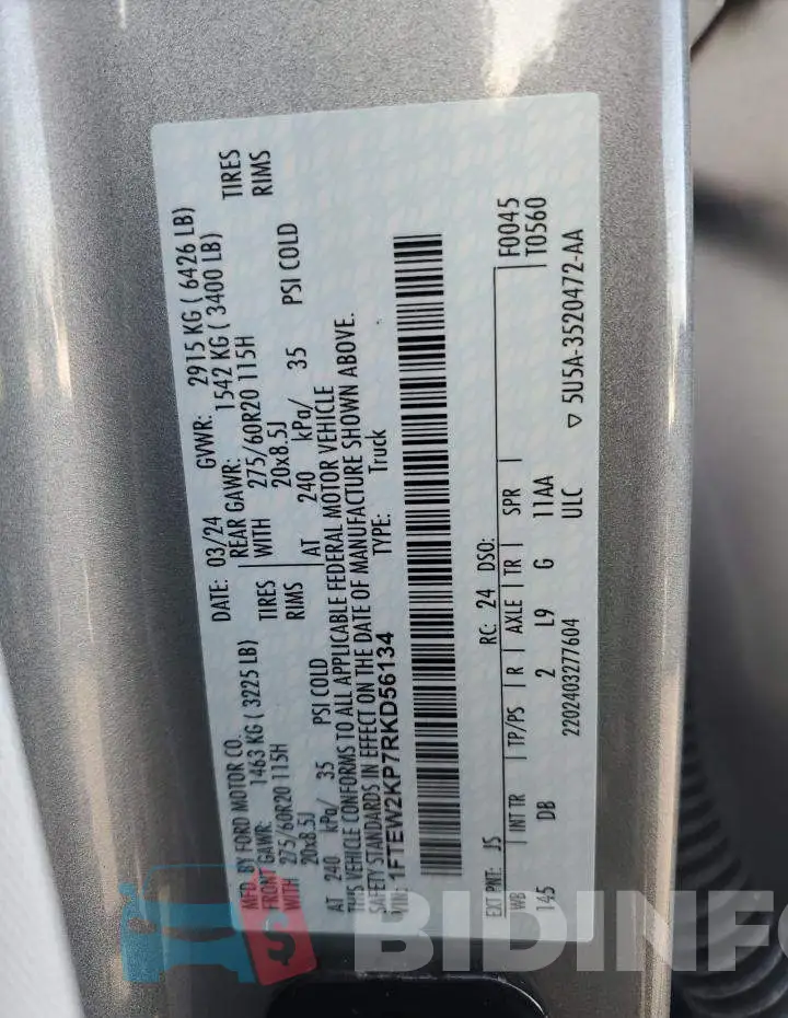 1FTEW2KP7RKD56134 Photo# 12