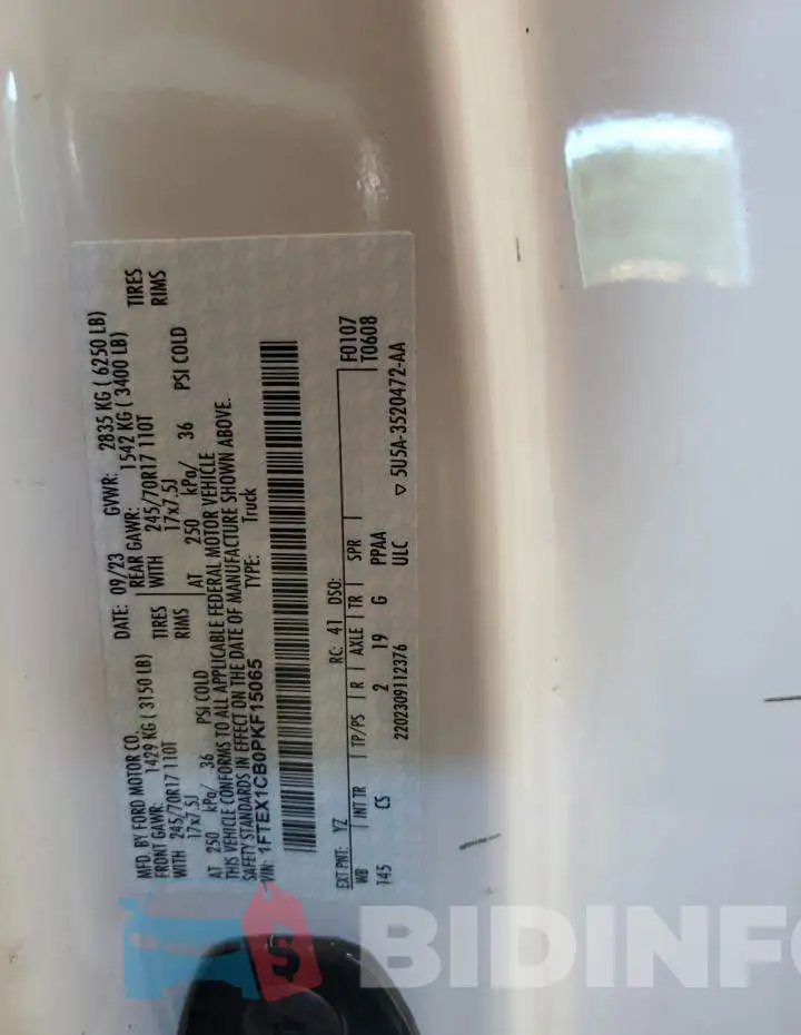 1FTEX1CB0PKF15065 Photo# 12