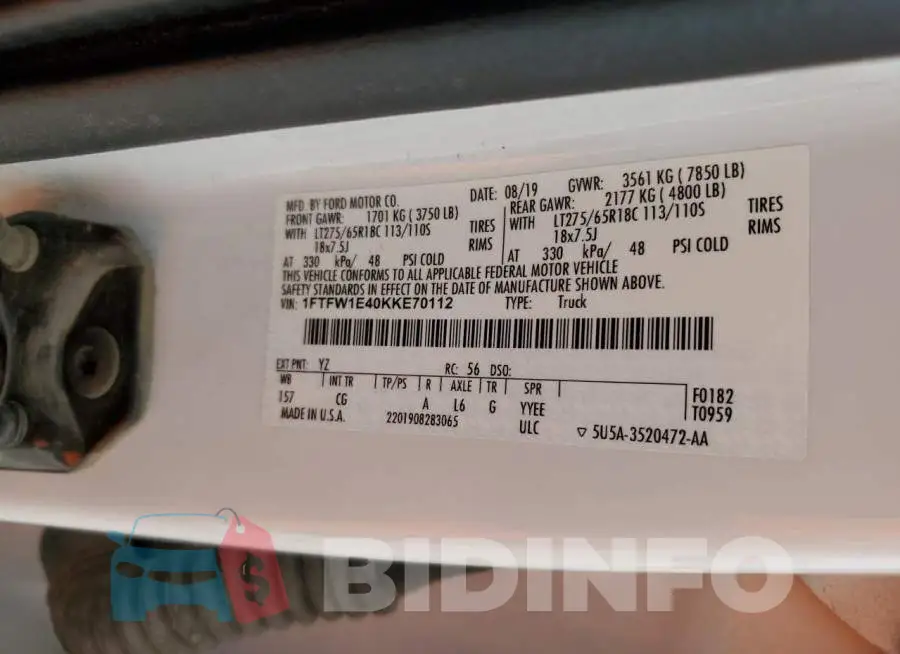 1FTFW1E40KKE70112 Photo# 12