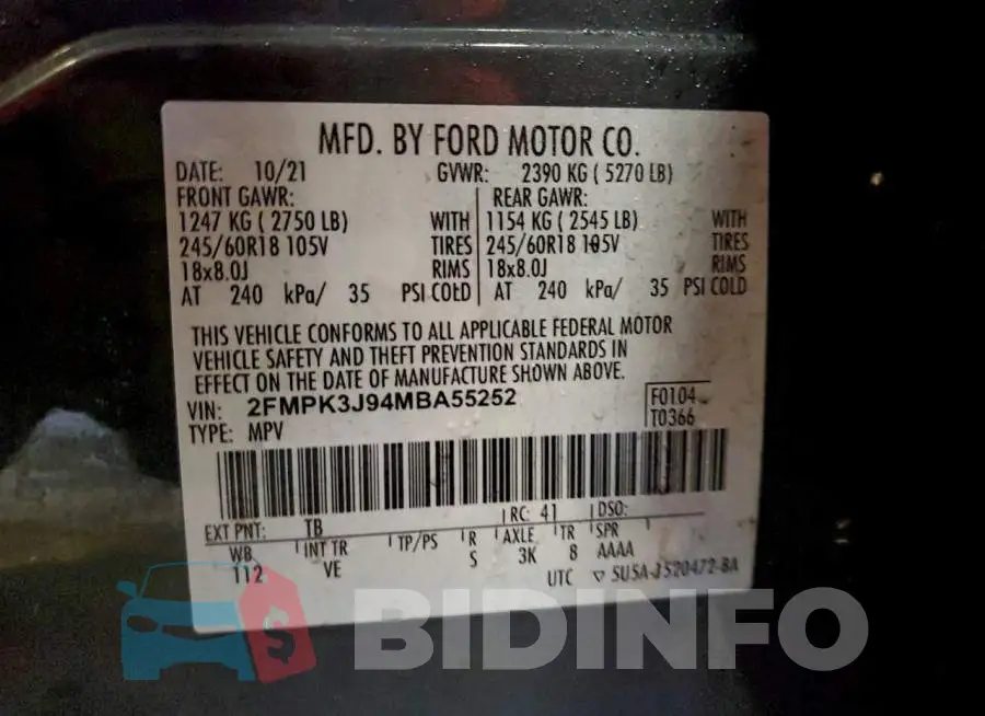 2FMPK3J94MBA55252 Photo# 12