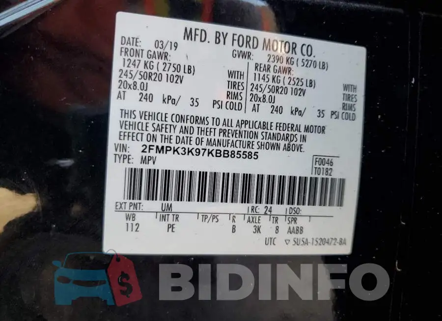 2FMPK3K97KBB85585 Photo# 13