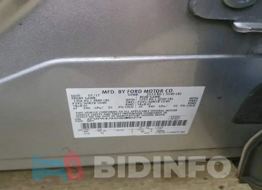 2FMPK4J93HBC40274 Photo# 13