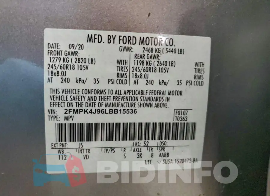 2FMPK4J96LBB15536 Photo# 13