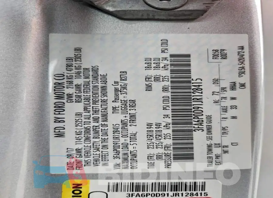 3FA6P0D91JR128415 Photo# 12