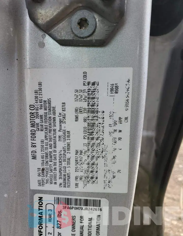 3FA6P0H7XJR242616 Photo# 12