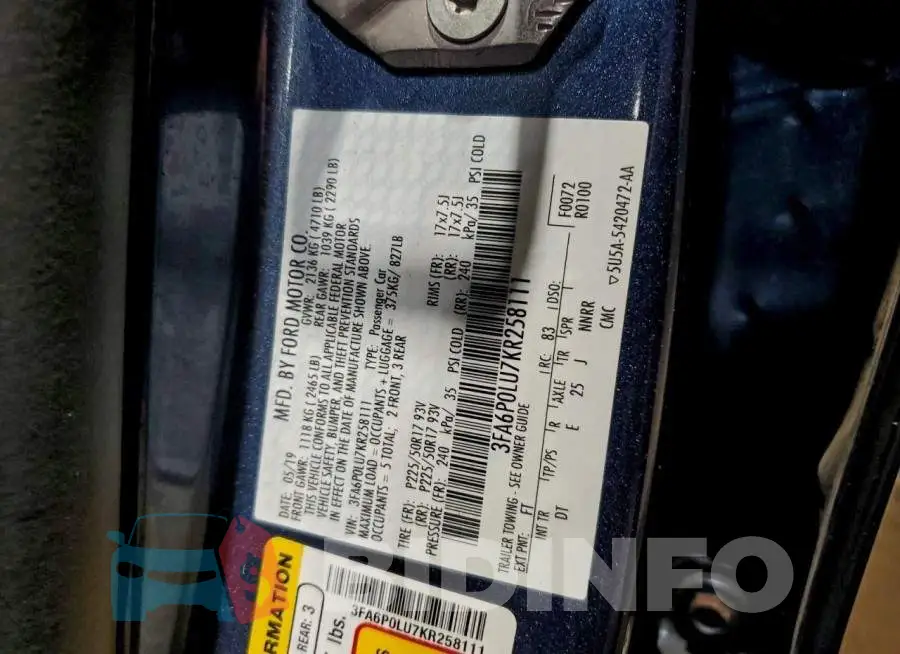 3FA6P0LU7KR258111 Photo# 13
