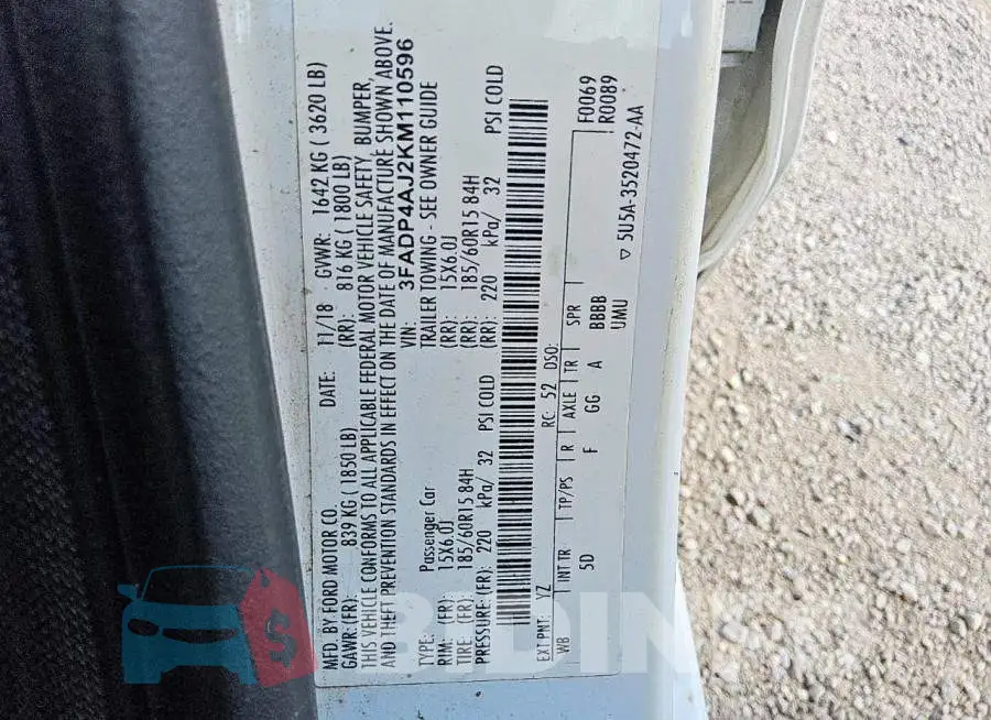 3FADP4AJ2KM110596 Photo# 12