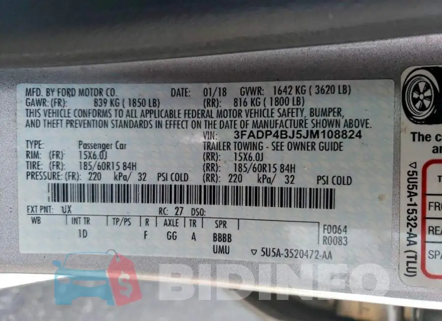 3FADP4BJ5JM108824 Photo# 12