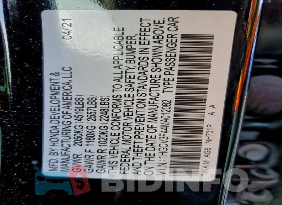 1HGCV3F44MA012082 Photo# 13