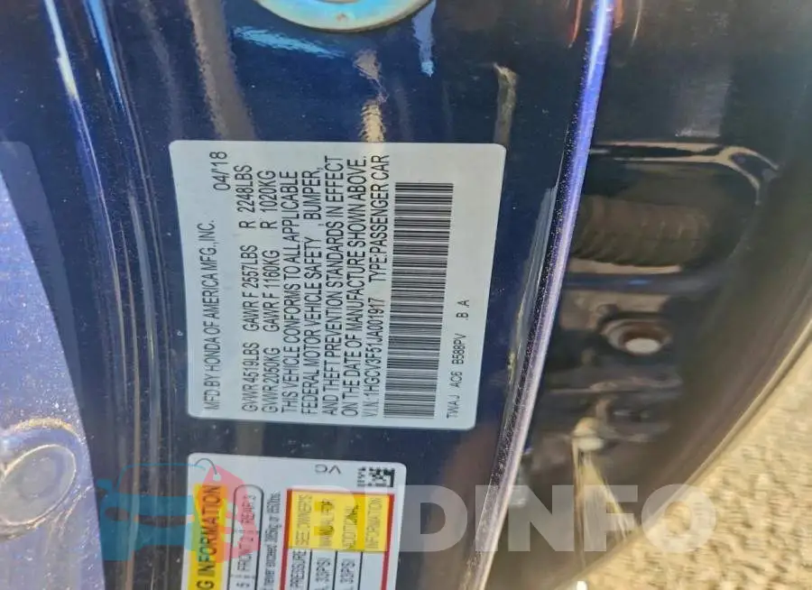 1HGCV3F51JA001917 Photo# 13