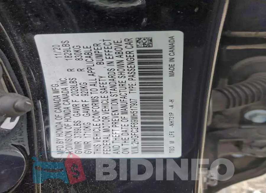2HGFC2F69MH517907 Photo# 12