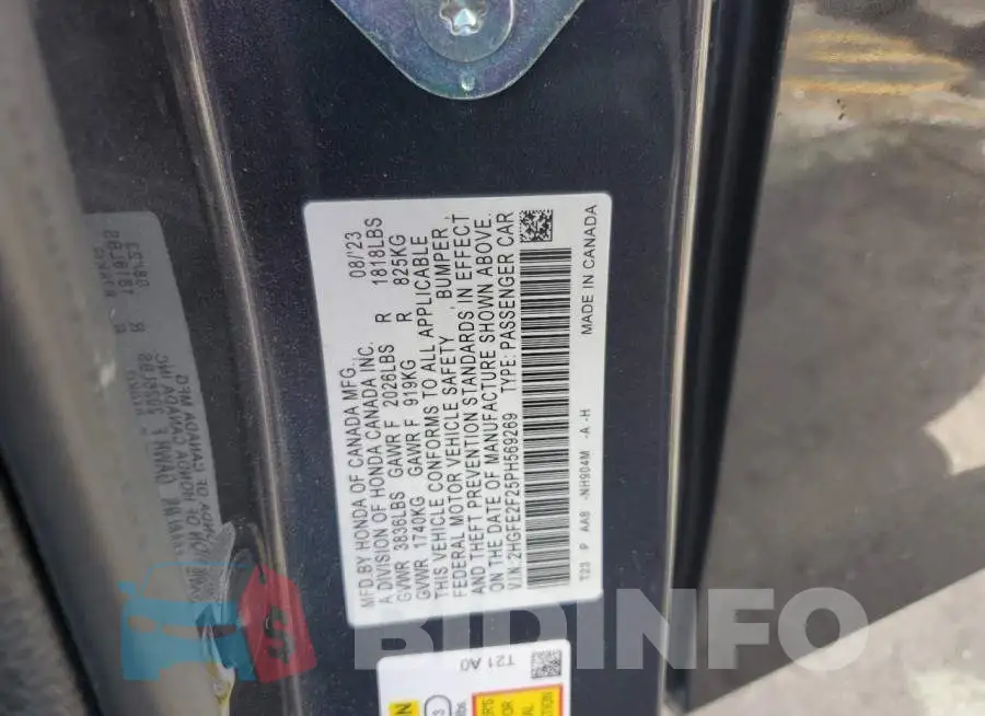 2HGFE2F25PH569269 Photo# 12