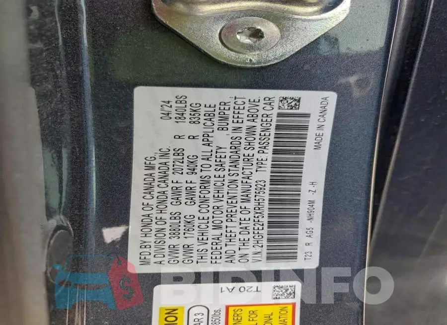2HGFE2F5XRH575923 Photo# 12