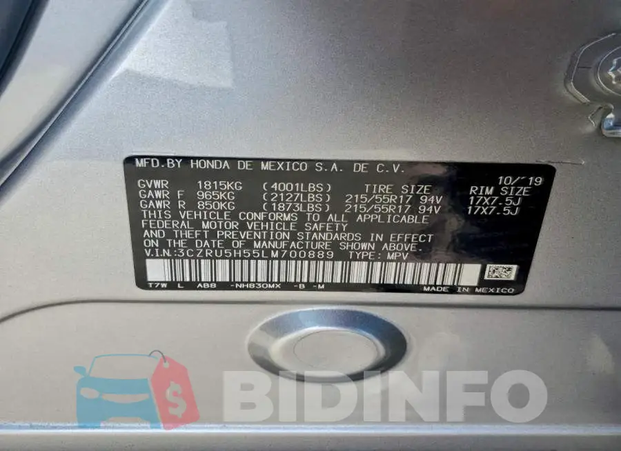 3CZRU5H55LM700889 Photo# 13