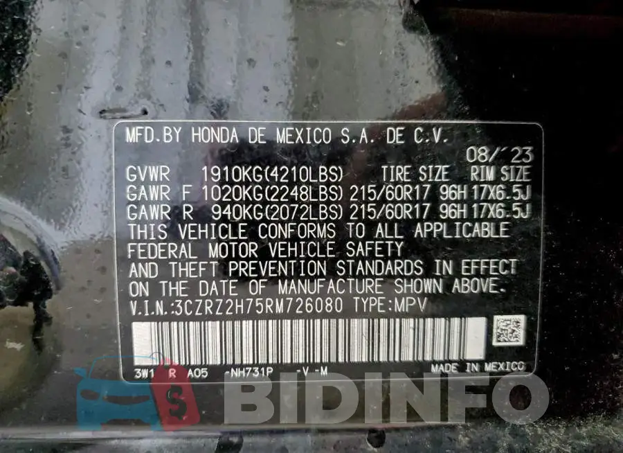 3CZRZ2H75RM726080 Photo# 13