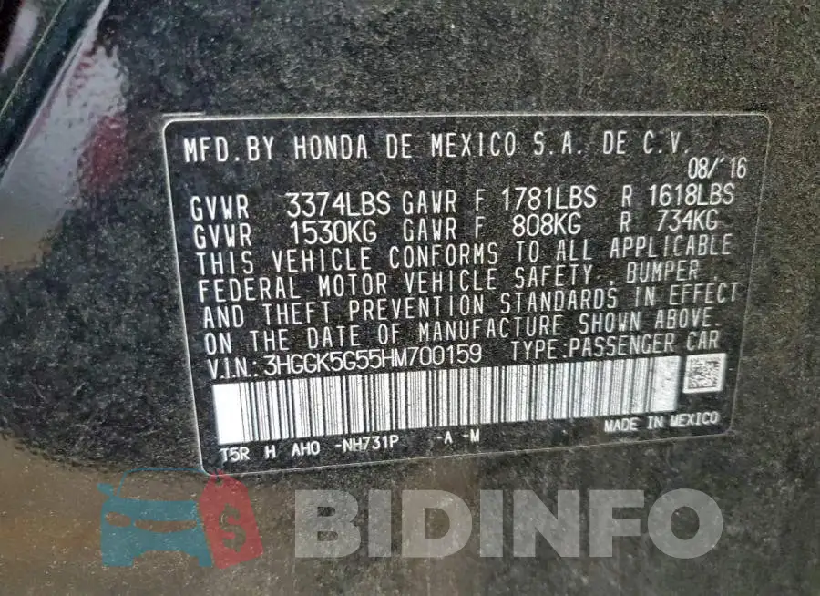 3HGGK5G55HM700159 Photo# 12