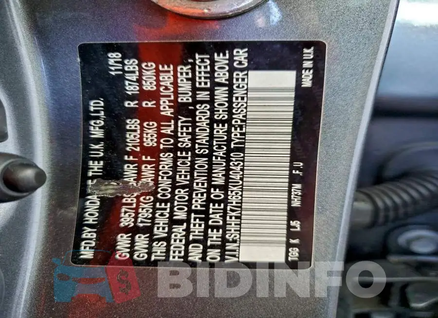 SHHFK7H65KU404310 Photo# 12
