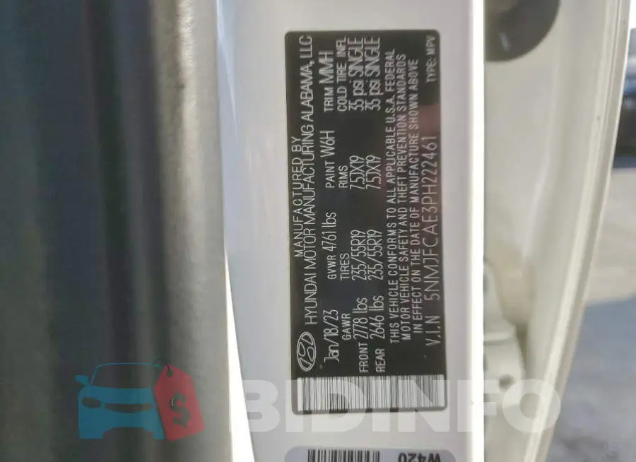 5NMJFCAE3PH222461 Photo# 13