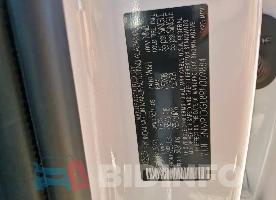 5NMP1DGL8RH009884 Photo# 13