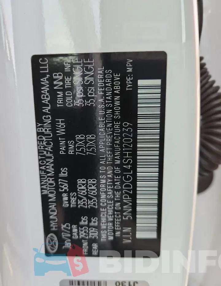 5NMP2DGL4SH120239 Photo# 14