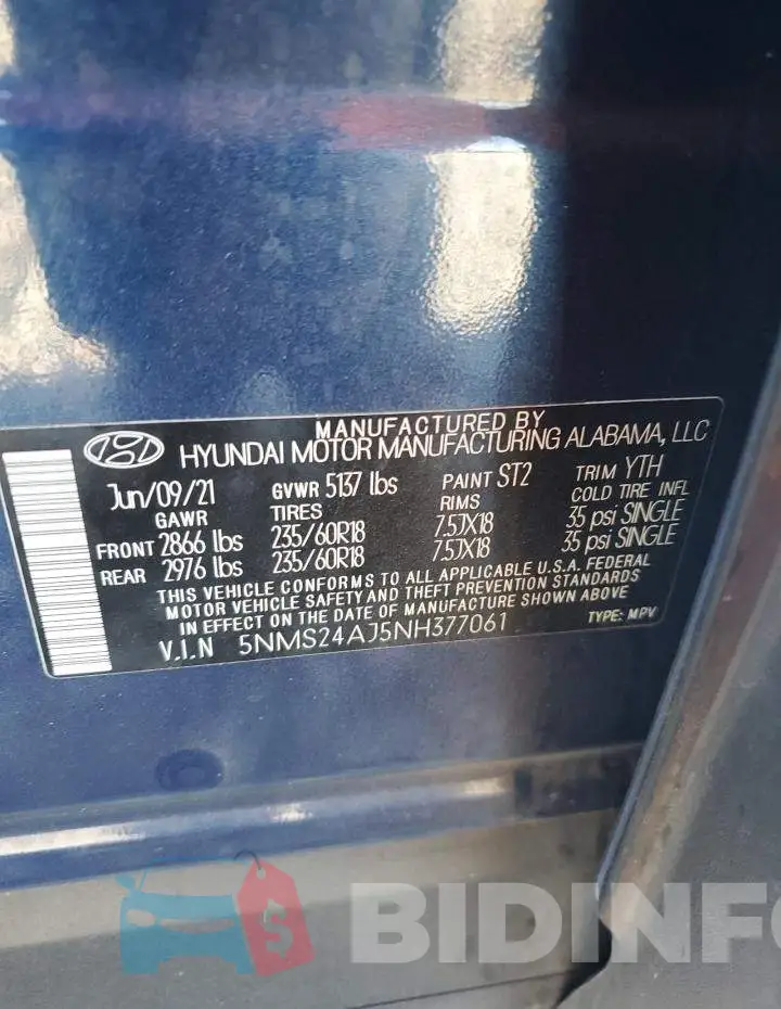 5NMS24AJ5NH377061 Photo# 13