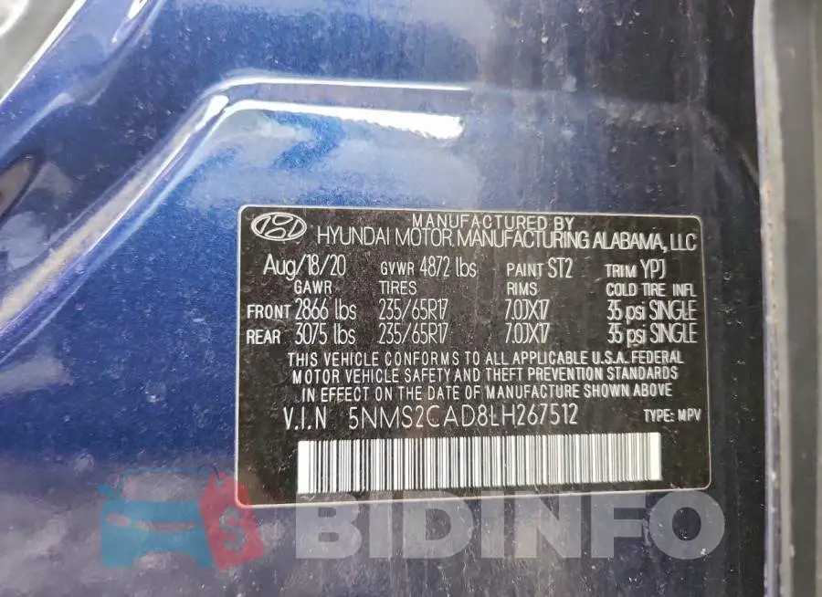 5NMS2CAD8LH267512 Photo# 13