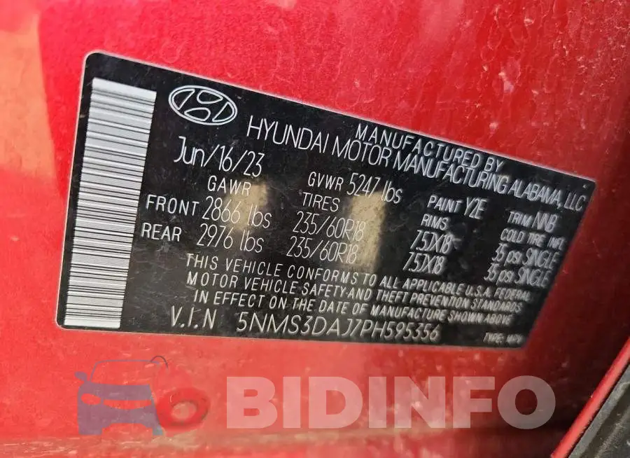 5NMS3DAJ7PH595356 Photo# 13