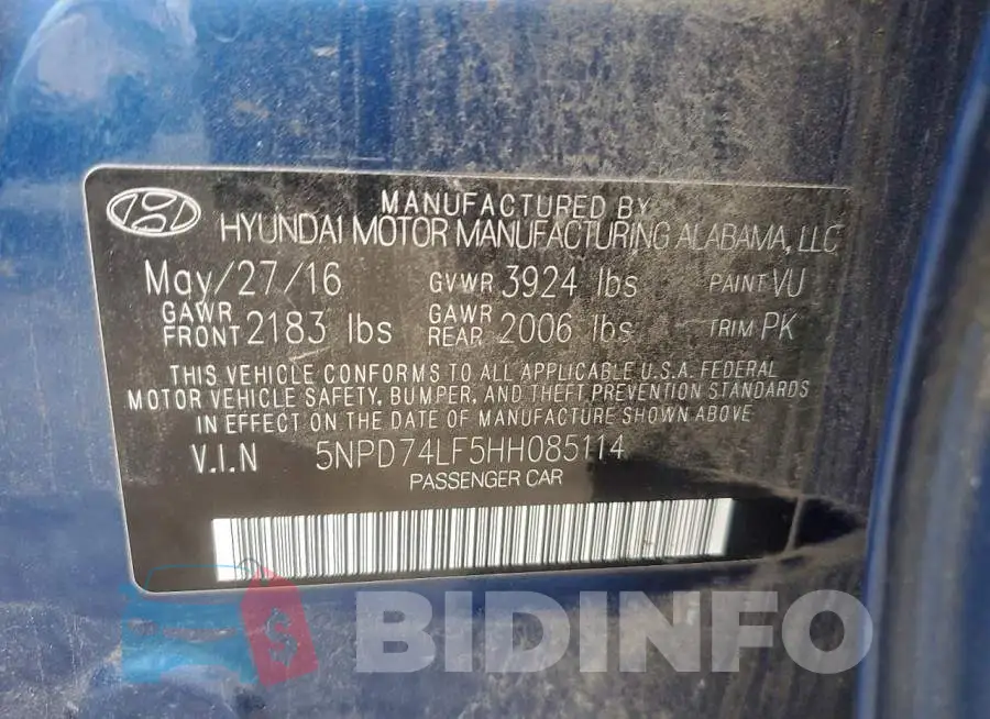 5NPD74LF5HH085114 Photo# 12