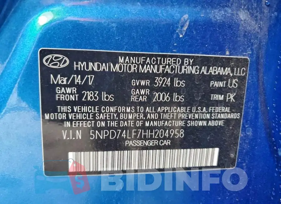 5NPD74LF7HH204958 Photo# 12