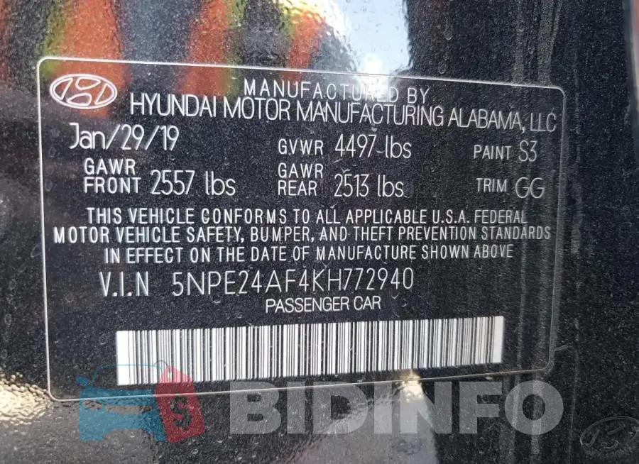 5NPE24AF4KH772940 Photo# 12