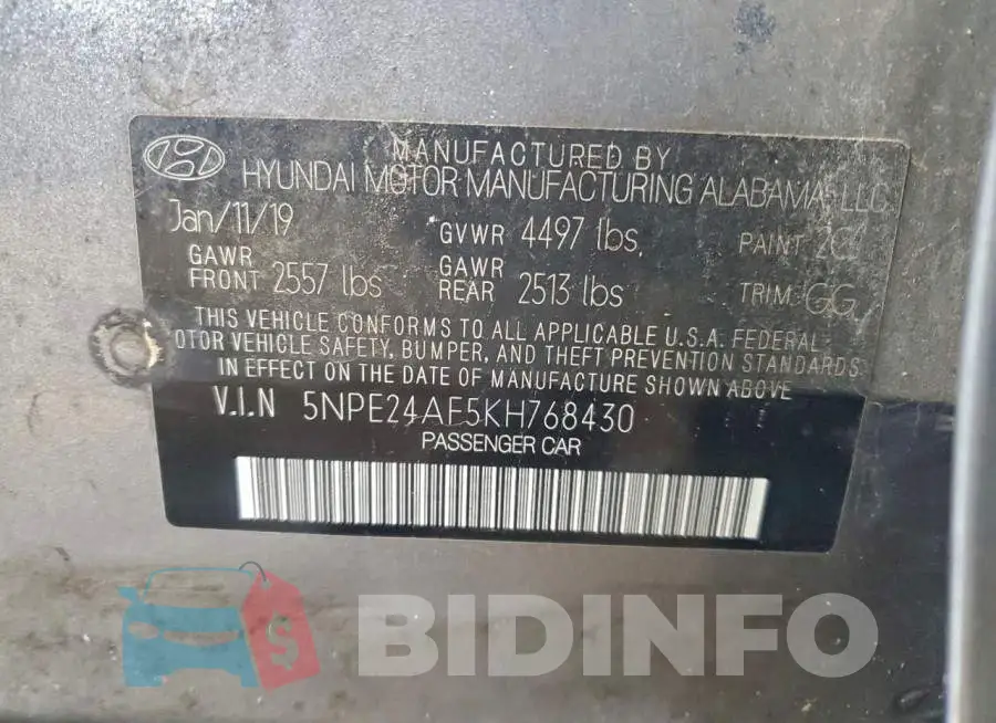 5NPE24AF5KH768430 Photo# 12