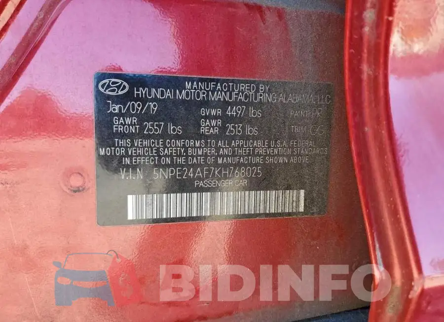 5NPE24AF7KH768025 Photo# 12
