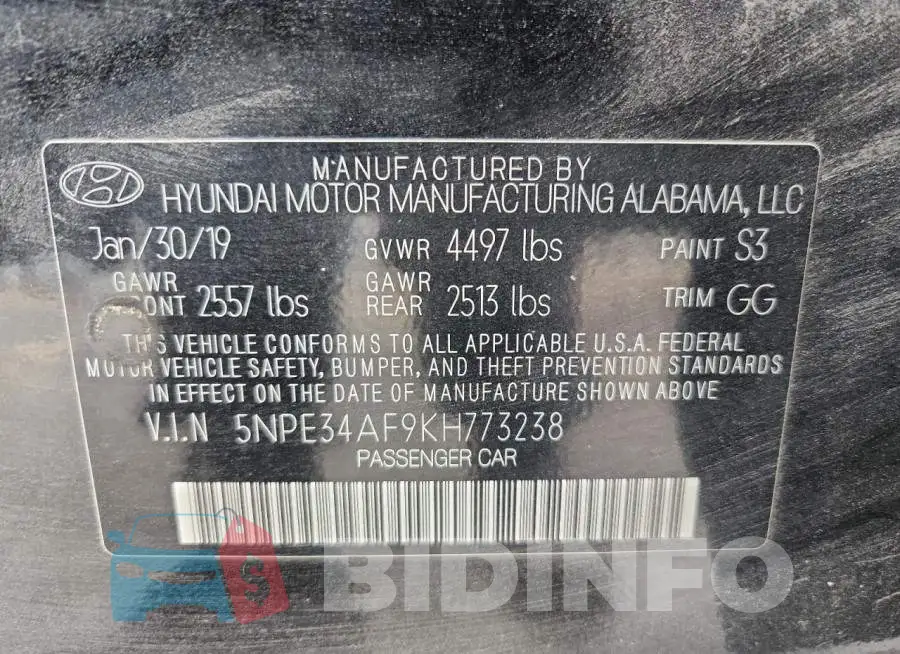 5NPE34AF9KH773238 Photo# 12