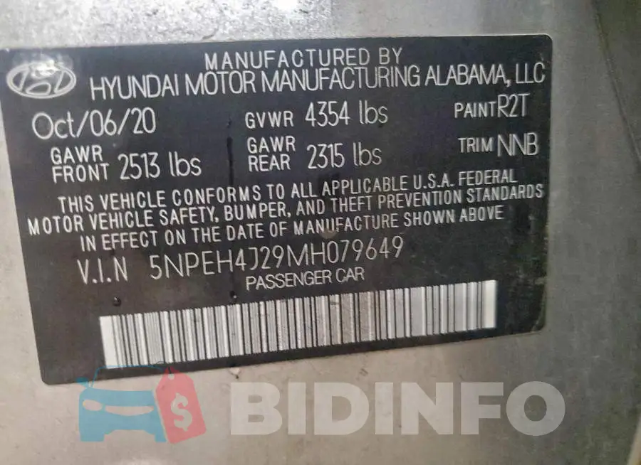 5NPEH4J29MH079649 Photo# 12