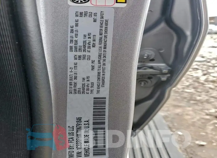 1C6SRFHM7MN791846 Photo# 12