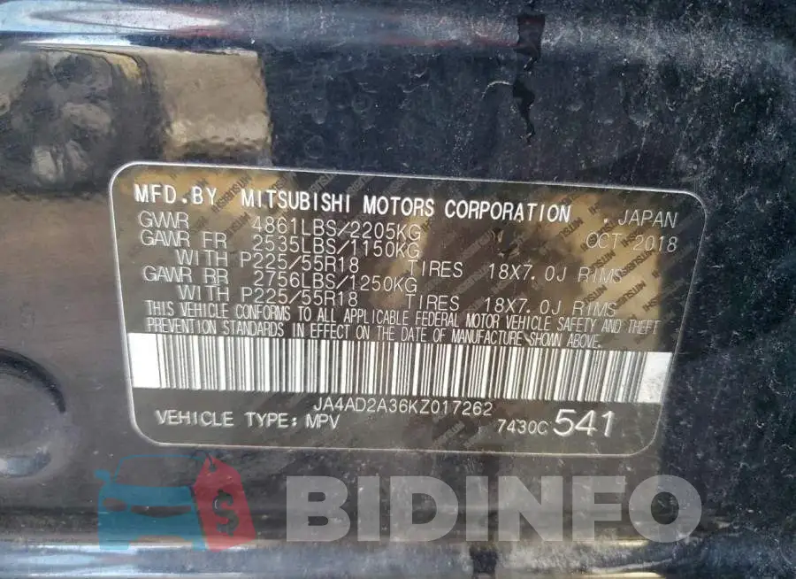 JA4AD2A36KZ017262 Photo# 13