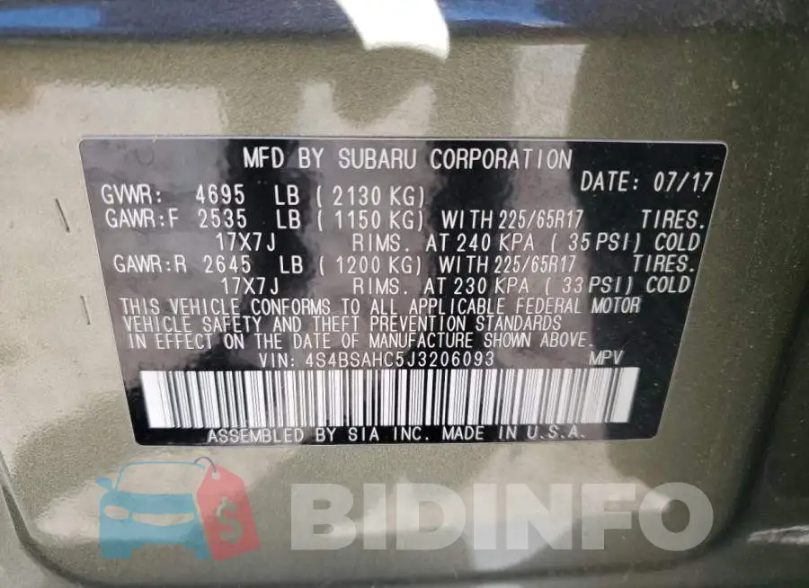 4S4BSAHC5J3206093 Photo# 13