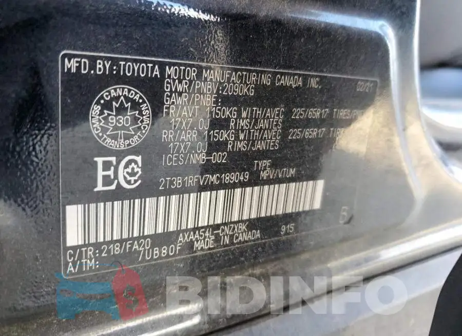 2T3B1RFV7MC189049 Photo# 13